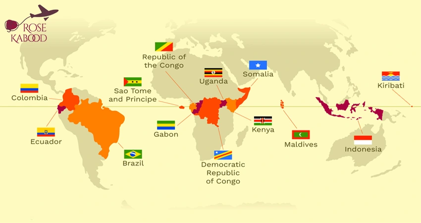 خط استوا از کجا میگذرد؟